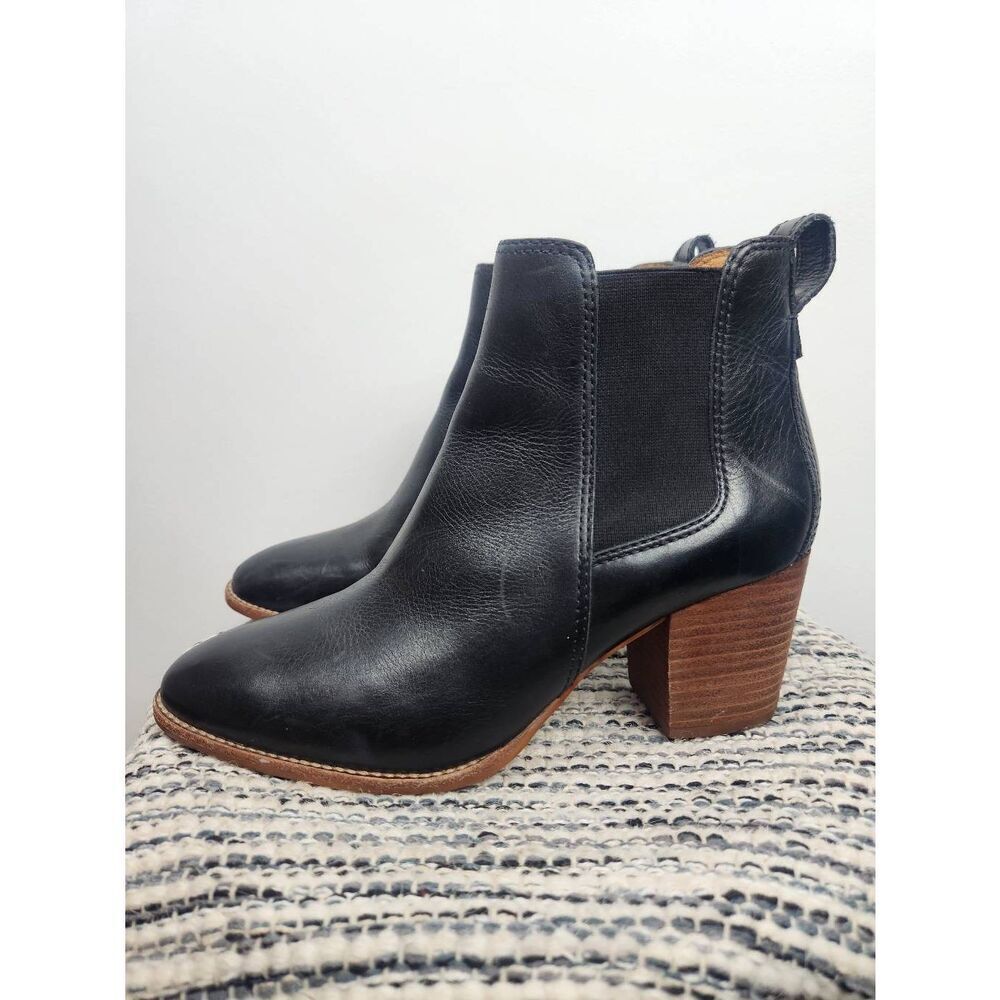 Madewell Black Leather Ankle Booties Heeled Womens Size 7